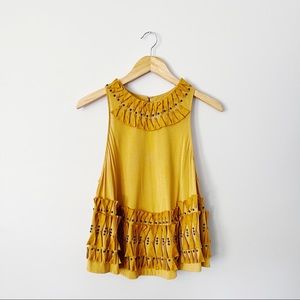 Phillip Lim Mustard Yellow Textured Swing Crop Tank